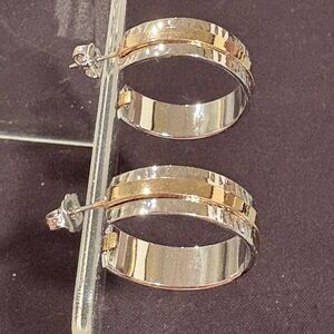 NWOT Avon Two-Tone Gold and Silver Hoop Earrings